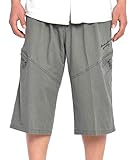 Men's Full Cotton Full Elastic Waist Cargo Performance Baseline Short