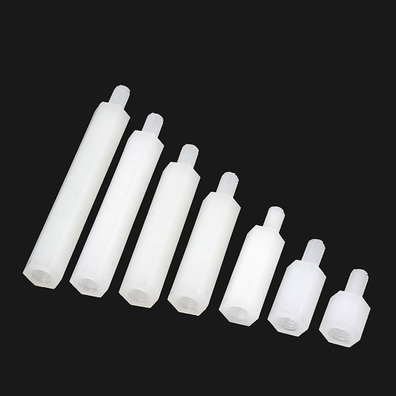 Plastic Standoff Screws Single end Female Threaded Insulation Stud Nylon Hex Spacer Standoffs Hexagonal Pillar M4 x 15 +6mm 20 Pcs
