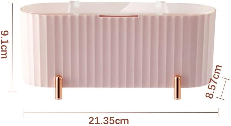FMURY Desktop Cosmetics Storage Box Dustproof Tape Transparent Cover Bathroom Storage Box Cotton Swabs/Pads(Gray) image 5