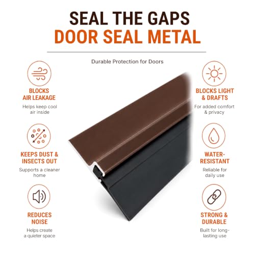 Image of MMT Acoustix Door Gap Filler | Main Door Gap Filler | Carbon Metal Door Bottom Seal | Door Sealing Strip for Gap | Rubber Insulation | Brown | 36 x 1.5 Inch | 1 Pc
