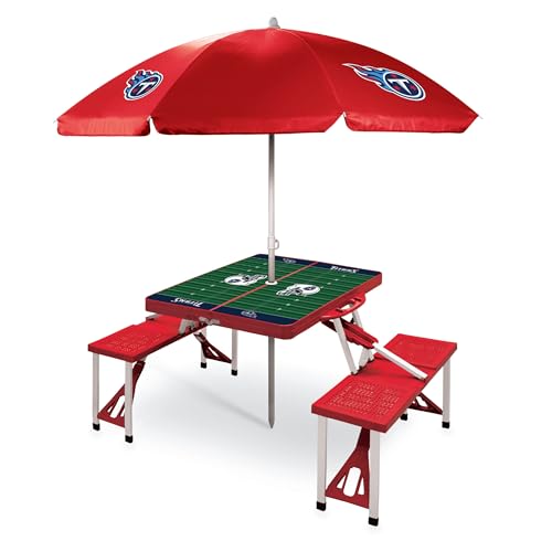 Image of PICNIC TIME NFL Picnic Table Portable Folding Table with Seats and Umbrella