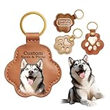 Aomdan Personalized Pet Memorial Gift for Dogs, Custom Name Paw-Shaped Genuine Leather Keychain, Dog Fur Keepsake Key Chain, Handmade Key Holder for Collecting Cat/Dog Hair (Style B)
