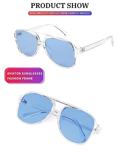 Image of FEISEDY Vintage Retro 70s Plastic Aviator Sunglasses Women Men Classic Large Squared Frame B2751