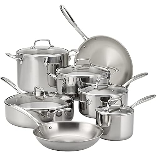 Tramontina Boston Tri-Ply Clad Stainless Steel 12-Pc Pots and Pans Set