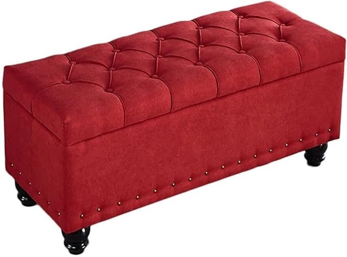 Tabouret de lit de stockage rouge ottoman banc de rangement pour entrée de maison