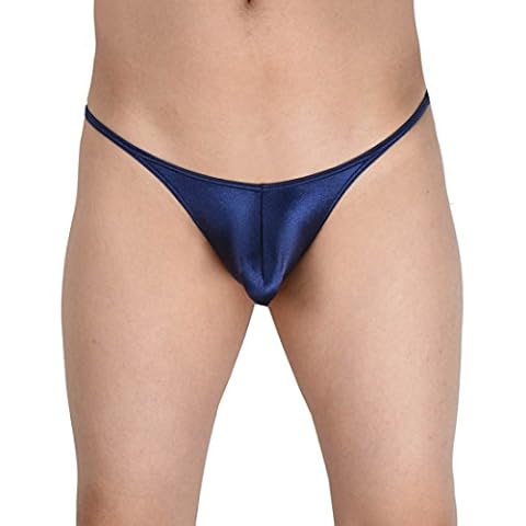Lemja Men's Spandex Satin Bikini Briefs Pouch Brief Underwear Guys Athletic Sexy Mini Boxer Dark Blue L Cover