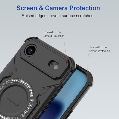 Image of amazon basics Back Case Cover for iPhone 17 Air | Magnetic Case with Built-in Metal Ring | Supports Mag-Safe Charger, Wallet & Car Mount | Shockproof Hybrid PC + TPU | Black