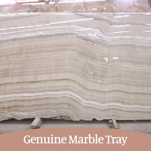 Image of Koville Natural Marble Tray, 12 inchx6 inch Decorative Tray for Countertop, Catchall for Perfume, Candles, Jewelry Dish Moca Jade