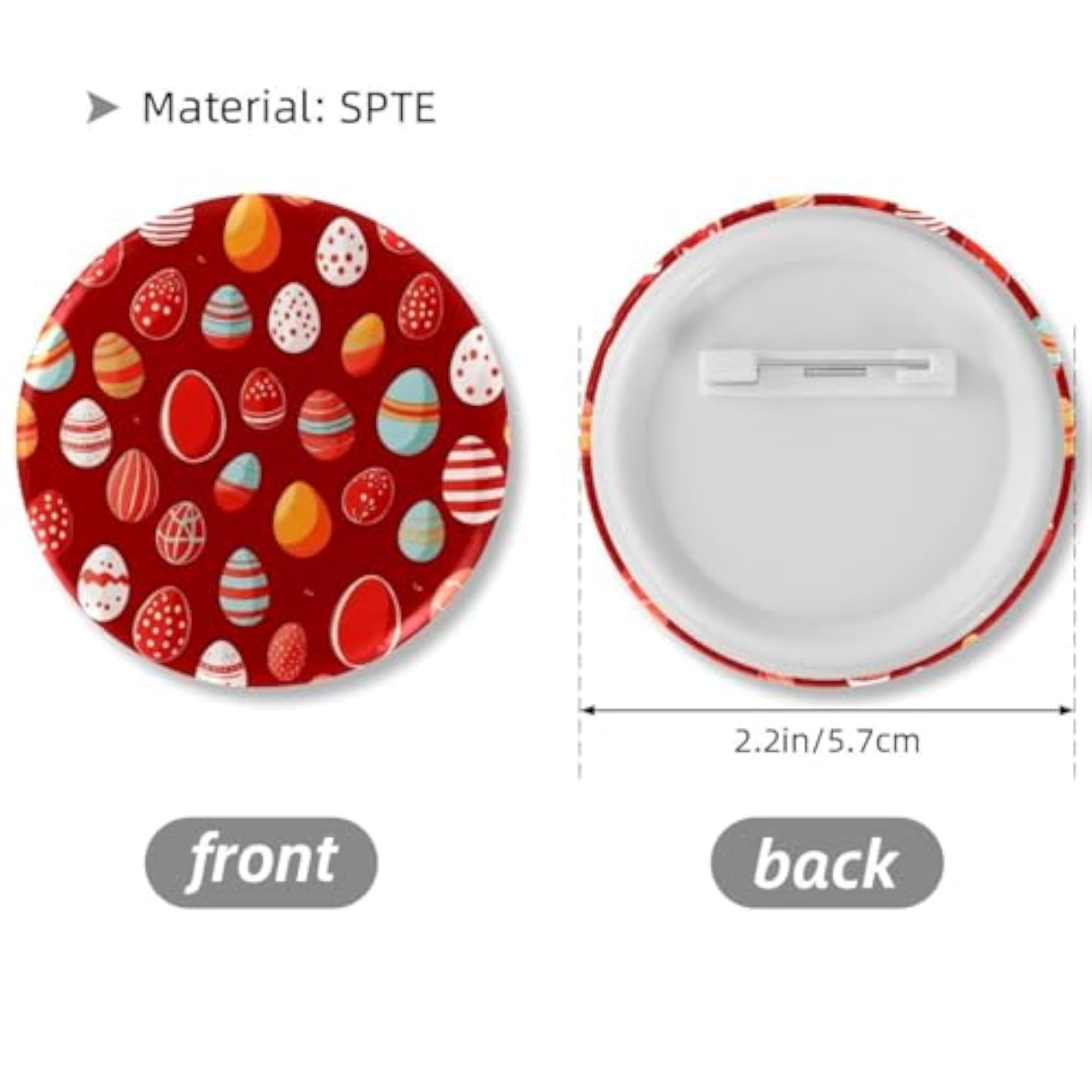 Kids' 6-Pack Red Easter Eggs Button Pins, Cute Brooches