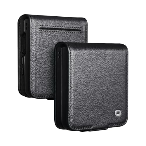 Étui Samsung Z Flip 7 en cuir de vache de luxe pour protéger des rayures avec porte-carte