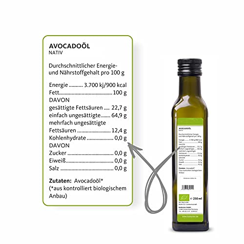 Avocadoöl bioKontor Bio 250 ml Natives Avocado-Fruchtfleischöl