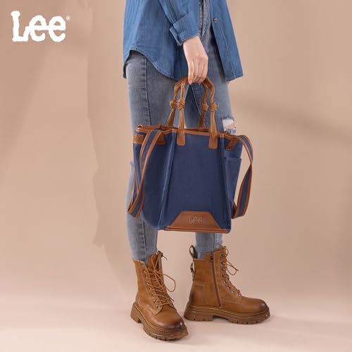 Image of Montana West x Lee Canvas Tote Bag for Women Square Shoulder Handbag with Multiple Pockets for Work and Travel