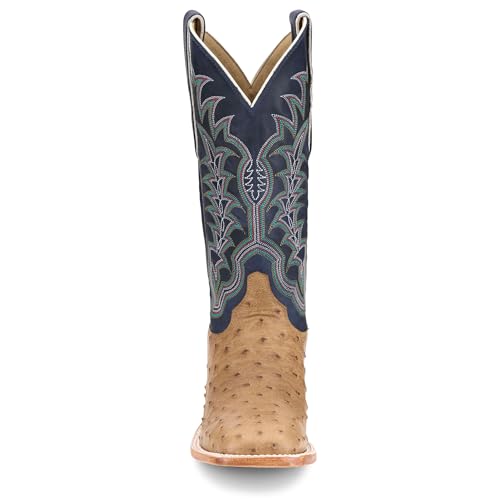 Justin Boot Company Men`s Chisolm Tan Full Quill Ostrich 13in Navy Blue Cowhide Top4