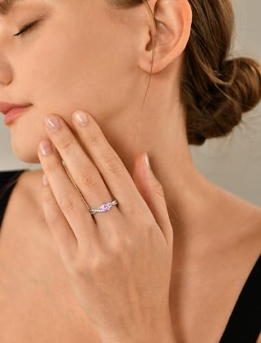 YL 925 Sterling Silver Engagement Rings 5MM Heart Cut Birthstone Infinity Ring for Women-size53