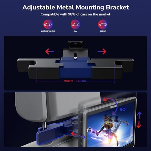 Image of GOnavidio 10.1 inch Dual Car DVD Player with HDMI Input - Auto Suction Disc, Dual Movies Playback, 2 Headphones & Brackets, USB /TF Card, Last Memory - Backseat Entertainment System Without Battery