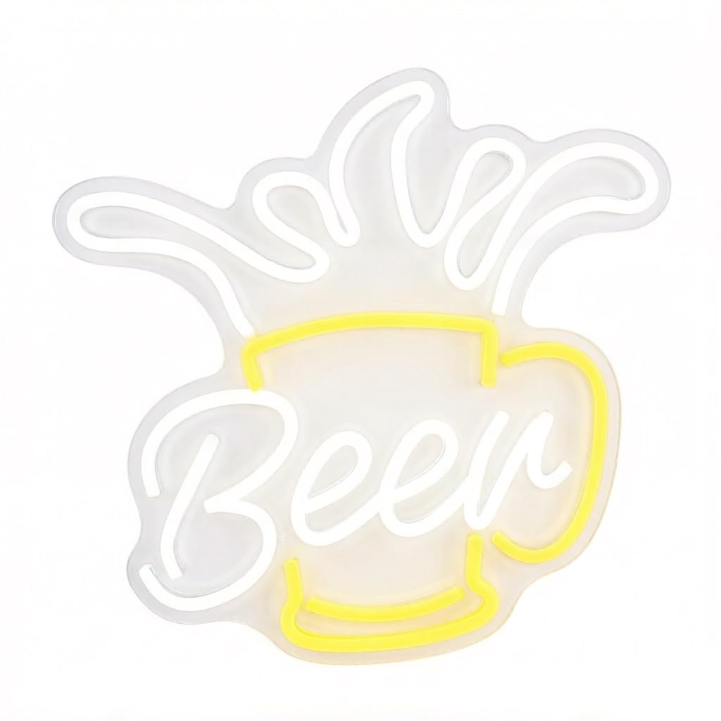 Dimmable LED Neon Sign Beer Bar Acrylic Wall Light Pub Home Party Decor(Beer(13.2 * 12.8in))