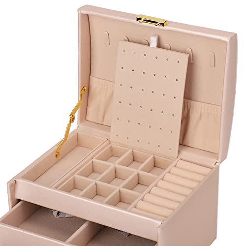 Bamjour Juwelier Organizer Box, 3 Schichten Stauraum, PU -Ledermaterial mit Wichtigen Kleinen Schmuckschachteln für Frauen, um Halsketten, Armbänder, Ohrringe, Ringe und Andere Aufzubewahren