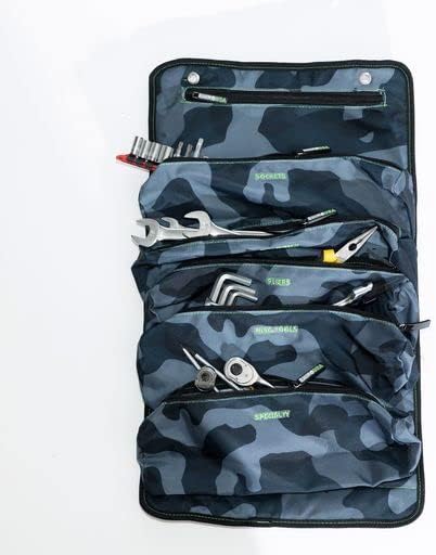 Rhino USA Tool Bag Roll - Heavy Duty Canvas Organizer Pouch for Tools - Ultimate Travel Tool Storage Kit for UTV, Car, Truck, 4x4 Offroad - Upgraded with Labeled & Removable Pouches - Secured for Life
