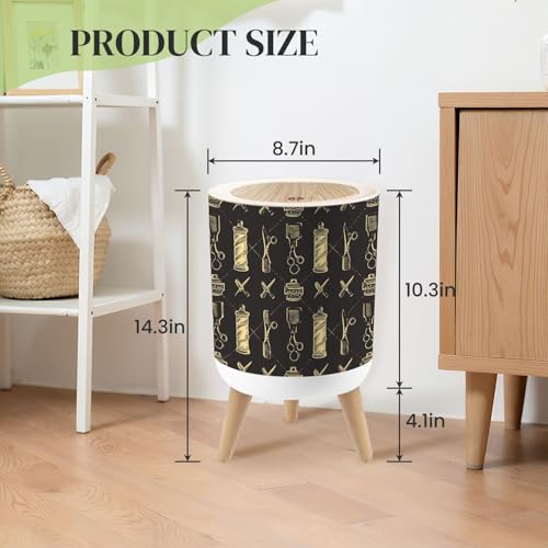 Pequeña caneca de basura redonda con tapa y patas 7L miniatura 3