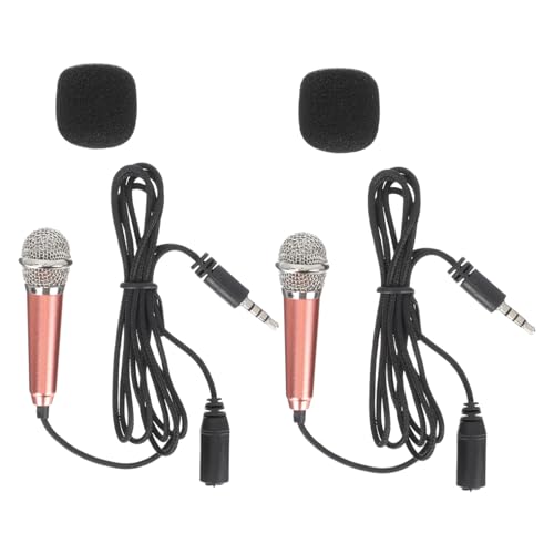 Toyvian 2pcs Mini Microphone for Phones Portable Recording Microphones Battery Lightweight Design Compatible Song Software Devices for Singing Supplies and Entertainment