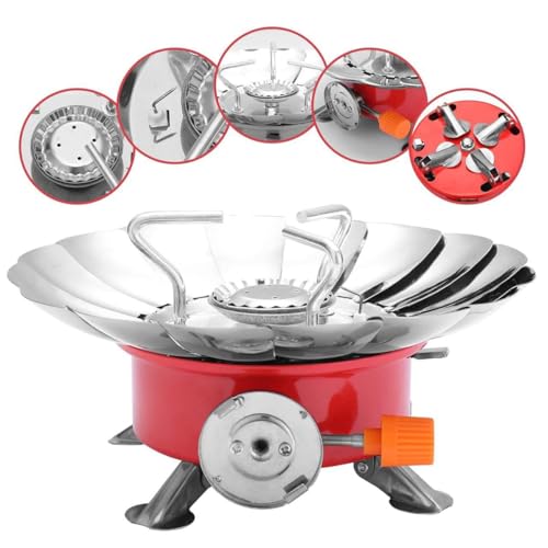 Image of Portable Camping Gas Stove Windproof Backpacking Gas Burner with Electronic Ignition Adjustable Flame Control Lightweight Folding Propane Butane Stove for Hiking, Outdoor Cooking & Camping