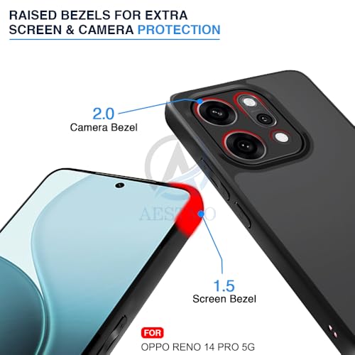Image of AESTMO Oppo Reno 14 Pro 5G Back Cover | 360 Protection | Matte Frosted Hard Back Translucent | Bumper Case (Smoke Black Matte PC+Black TPU Bumber)