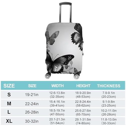 Carry on Luggage Cover Black Gray Butterflies Suitcase Covers for Luggages Tsa Approved Travel Luggage Sleeve Protector Elastic Suitcase Protector Anti-Scratch Washable Fits 19-30 Inch Case -S2