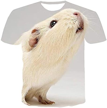 Amazon トップス 夏の動物のファッションかわいい大きな目のモルモットの男性と女性3d印刷のtシャツの動物のカジュアルな半袖 Shirt 肌着 Tシャツ カットソー 通販