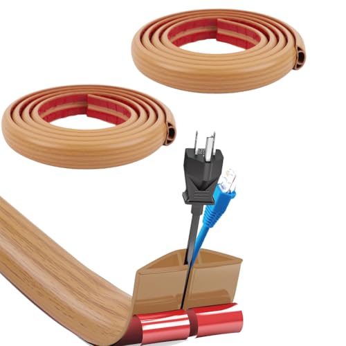 Image of Serplex Self Adhesive Floor Cord Cover, PVC Cable Management, Cuttable Wire Protector, Low Profile Power Cord Concealer for Office, Home, Hallway, Flexible Floor Cable Hider (2X 6.6ft)