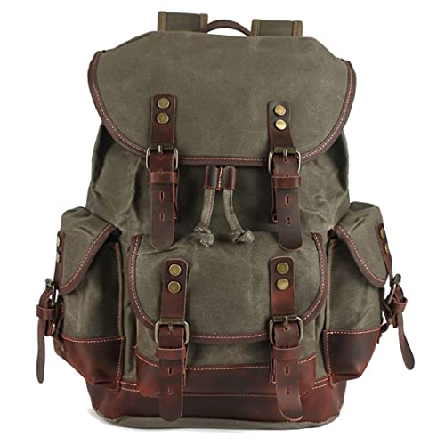Paquet de voyage grande capacité rucksack vintage canvas et cuir pour ordinateur
