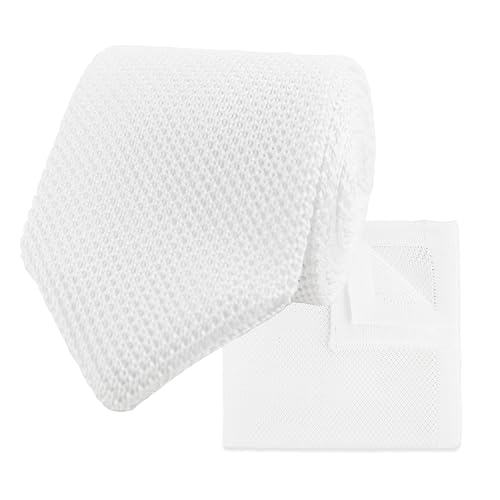 Cravate de cou tricotée haut de gamme et pochette assortie en maille 100% polyester doux