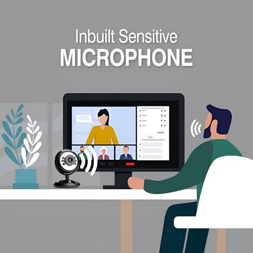 Image of MR. BOSS USB Webcam QPC-1010 ? 480P HD with Built-in Mic, 6 LED Night Vision, 30 FPS, F6.0 F2.0 Lens, Plug & Play Camera for PC, Laptop, Video Calls & Online Meetings