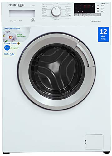 Voltas Beko 6.5 Kg Inverter Fully-Automatic Front Loading Washing Machine, Inbuilt Heater, 26 Stain Remover (WFL65W, White)