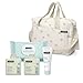 Suavinex, Borsa cambio bambino con cosmetici: Gel detergente delicato 300 ml + Latte idratante 300 ml + Crema per il cambio 75 ml + Salviette 60 unità. Regalo di nascita per bambina e bambino, beige immagine
