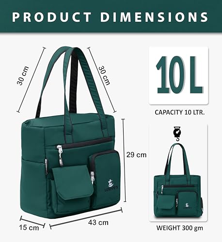 Image of Lusive's Double Pocket Handbag for Women: Stylish, Ideal Companion for Work, Travel, Polyester Material, Spacious 10-liter Capacity, 6 Pockets. (Black & Grey)