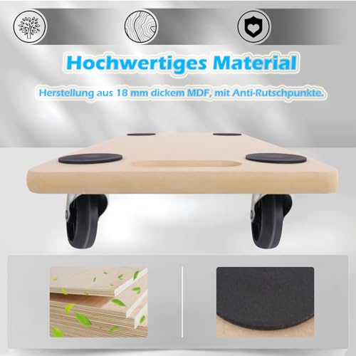 CEEDIR 2X Transportroller Rollbrett Möbelroller Roller Transporter mit Gummipads Kistenroller Transporthilfe für Umzug Möbel-Transport 200 kg Tragkraft