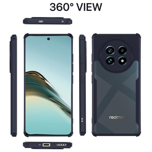 Image of Pikkme Crystal Clear Transparent Back Cover | Ultra Hyrbid | Full Camera Protection | Raised Edge | Bumper Case for Realme 13 Pro 5G / Realme 13 Pro Plus 5G (Blue)