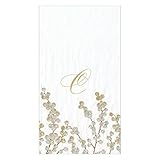 Caspari Berry Branches Single Initial Paper Guest Towel Napkins Letter C - Two Packs of 15
