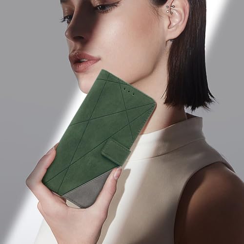 Image of amazon basics Redmi Note 14 Pro Plus 5G Flip Cover | Card Pockets Wallet & Stand | Flip Cover for Redmi Note 14 Pro Plus 5G (Green with Grey)
