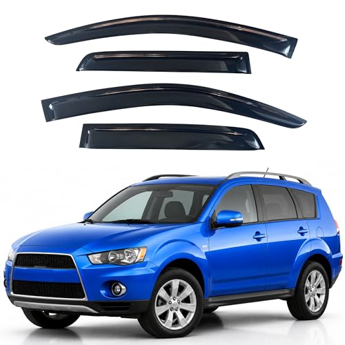Image of IG Window Visors Fit for 2014-2021 Mitsubishi Outlander, Out-Channel Rain Guards Vent Wind Deflectors 4PC, Car Accessories for 14-21 Outlander (Excludes Sport Model)