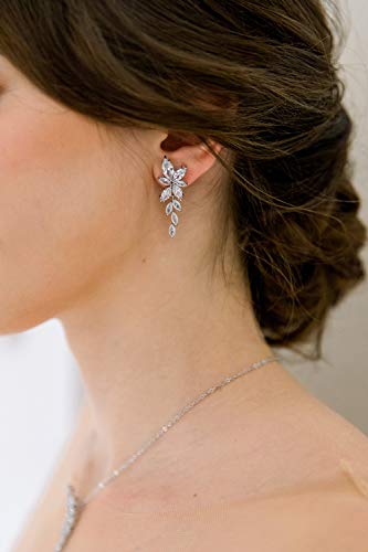 SWEETV Marquise Cubic Zirconia Bridal Earrings, Elegant Wedding Earrings for Brides Bridesmaids, Crystal Formal Drop Earrings for Women Jewelry Gifts2