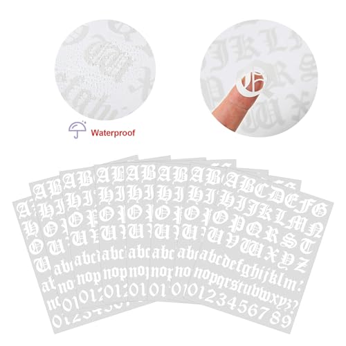 Image of Teling 8 Sheets Letter Stickers Vinyl Old English Alphabet Number Stickers Self Adhesive Stick on Letters for Back to School Scrapbooking DIY Art Business Mailboxes Address Craft(1 Inch,White)