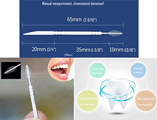 LBY 600pcs Plastic Toothpicks, Interdental Toothpicks With Radian Knife and Brush Shape, Toothpick Teeth Cleaning Tool, Plastic White