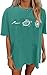 Hawaiian Beach Oversized T Shirts for Women Sun Tropical Graphic Tees Summer Beachy Vacation Tops (Green1,S)