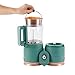 Babymoov Duo Meal Glass Food Maker - Baby Food Processor with Built-in Glass Steamer, Stainless Steel Basket, and Glass Blender (Over 6 Cup Capacity), Dark green