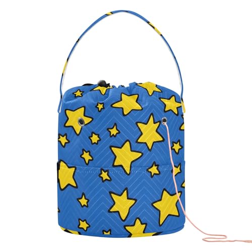 Yarn Storage Bag Small Crochet Bag Knitting Bag Organizer Yellow Star Yarn Bags for Crocheting Basket