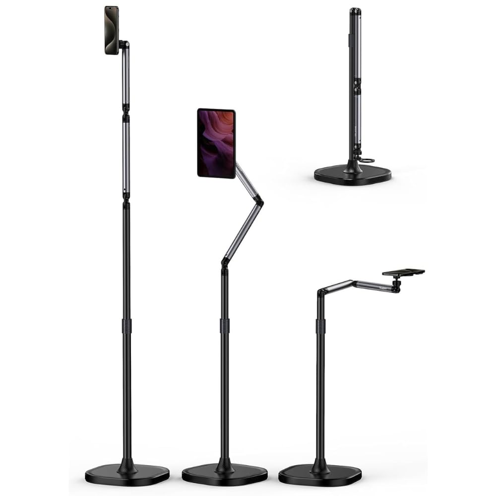 yantralay Magnetic Tablet Floor Stand, Aluminum Alloy Phone Holder Stand for Video Recording, Overhead Bed/Sofa Phone Mount Height Adjustable Ultra Stable Base for Magsafe/iPhone/Android/iPad-image-25