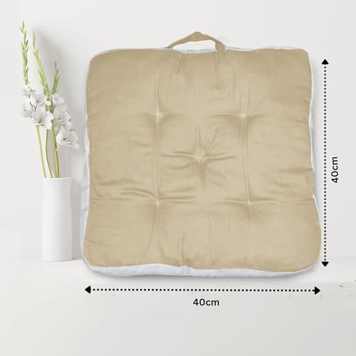 Image of Pet Bed| Dog for Bed, 100% Cotton Comfortable Durable Both Sides usable Square Shape with Handle and Dry Clean Pet Bed | Cat Bed | Puppy Bed |Small Dog Bed for Cats Puppies -Size- (45 x 45cm) (Beige)