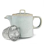 Scandi Home Oslo Duck Egg Blue Ceramic Teapot with Stainless Steel Infuser | 1 Litre | Loose Leaf Tea | Dishwasher Safe | Nordic Teapot Gift