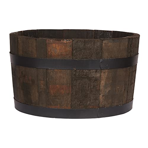 Hortico Wooden Planters for Garden Half Barrel Style Plant Pots Outdoor D50 H30 cm 58.9L Made in the UK